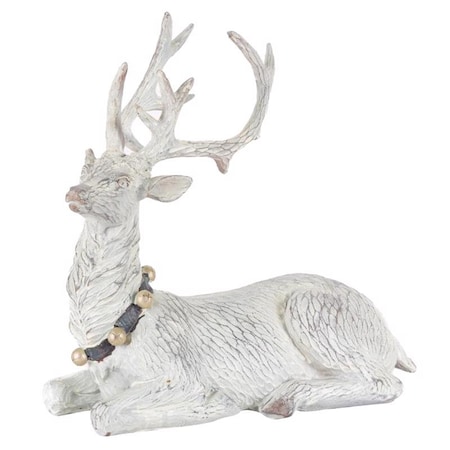 Gerson Gerson White Laying Holiday Deer Figurine 8 in. 2658410AH-B